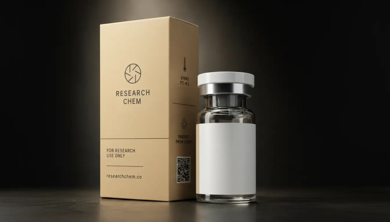 Illustration of a Research Chem product box and vial